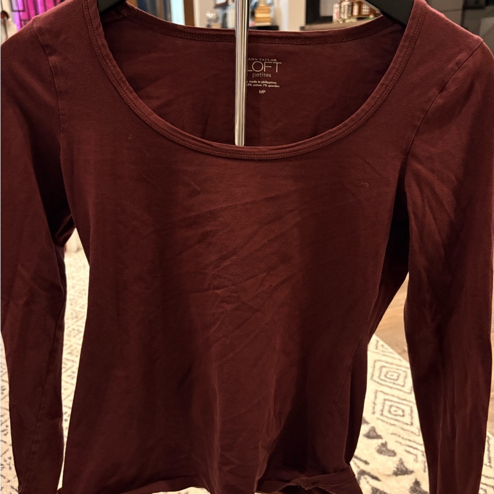 LOFT Rich Maroon Long Sleeve Tee